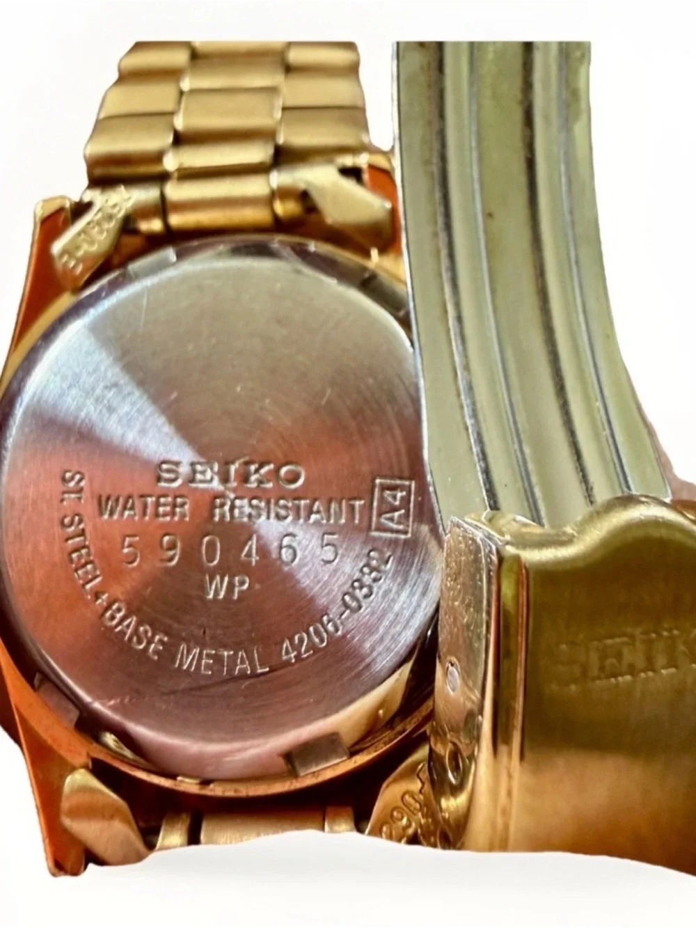 Seiko‎ 5 Automatic Wrist Watch Women OS Gold Tone Day Date 4206-0332 Vintage